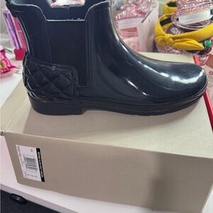 Hunter Black Quilted Ankle Rain Boots